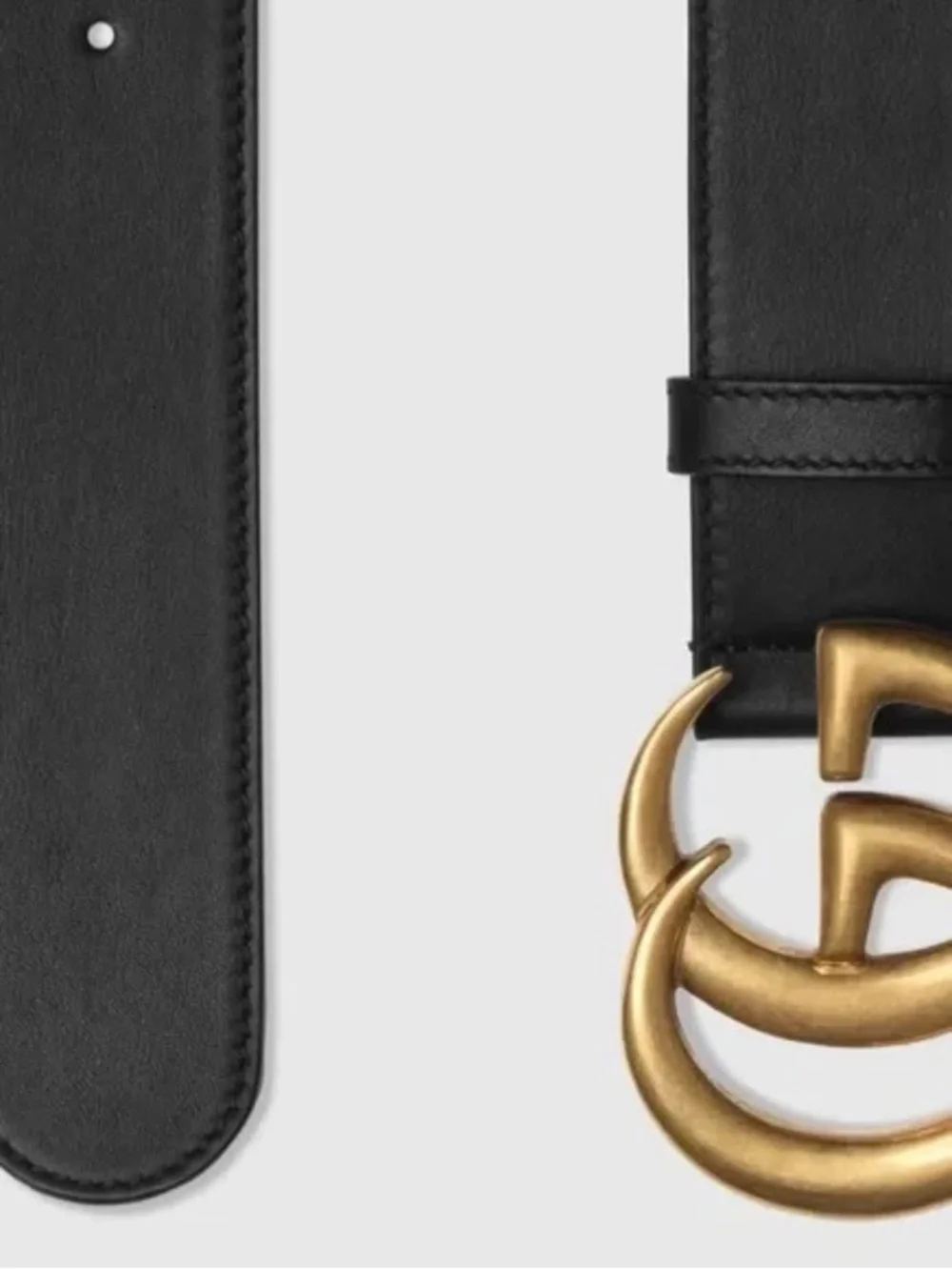 Like New Gucci GG Marmont Wide Leather Belt - Black/Gold